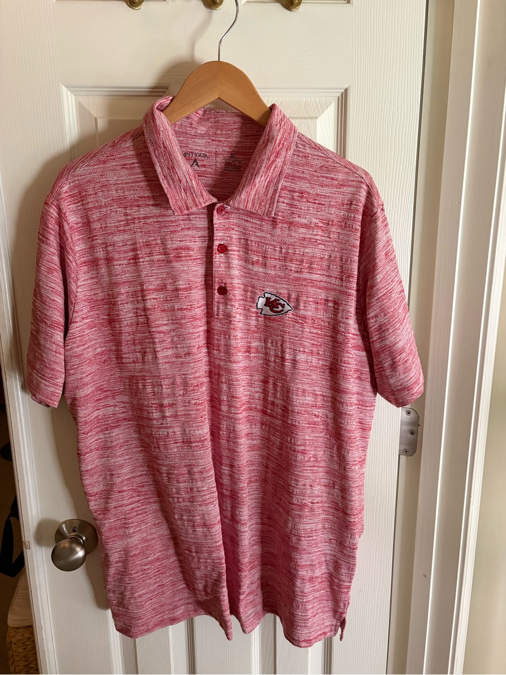 Kansas City Chiefs Red Heather Polo Shirt with Team Patch